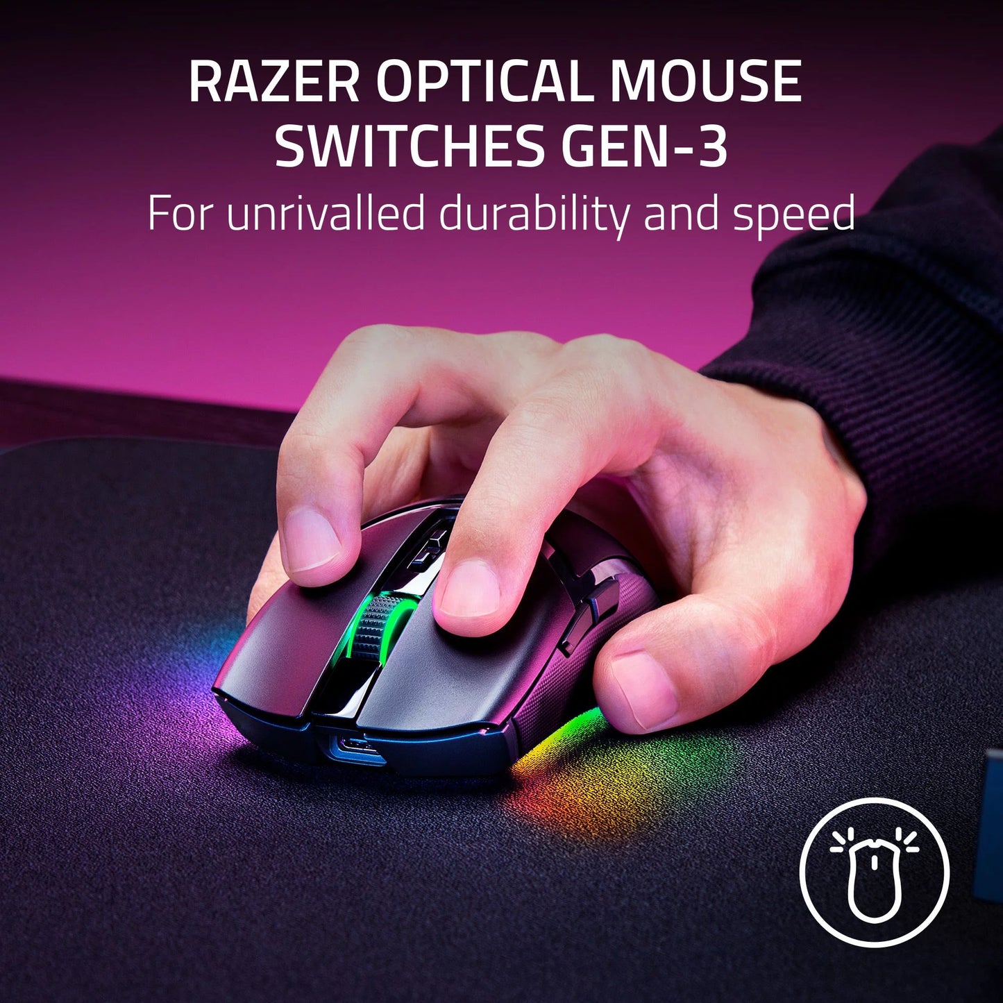 Cobra Pro Lightweight Wireless PC Gaming Mouse with Chroma RGB, Customizable Controls, 77G, Black